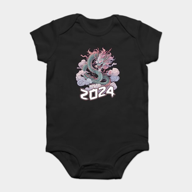 Chinese New Year of the Dragon 2024 Pastel Dragon Baby Bodysuit by creative